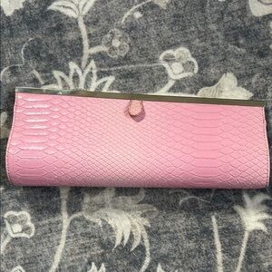 Pink Snakeskin Clutch
